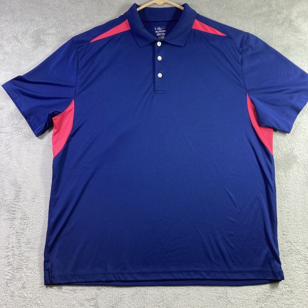 Chaps Golf Polo Shirt Men XL Blue Red Casual Short Sleeve Polyester